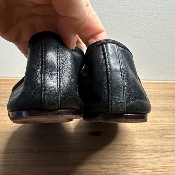 Loeffler Randall Black Leather Flats with Bow - Picture 5 of 6